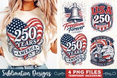 USA 250th Anniversary 4 PNG Sublimation, Patriotic 4th Product Image 1