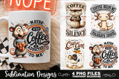 Funny Coffee Animals PNG Sublimation Designs 4 Files Product Image 3