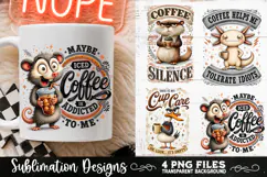 Funny Coffee Animals PNG Sublimation Designs 4 Files Product Image 3