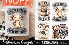 Funny Coffee Animals PNG Sublimation Designs 4 Files Product Image 4