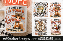 Funny Coffee Animals PNG Sublimation Designs 4 Files Product Image 2