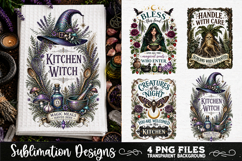 Magic Witchy Kitchen Towels PNG Sublimation Designs 4 Files Product Image 2