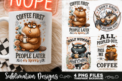 Funny Coffee Animals PNG Sublimation Designs 4 Files Product Image 3