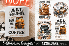 Funny Coffee Animals PNG Sublimation Designs 4 Files Product Image 4
