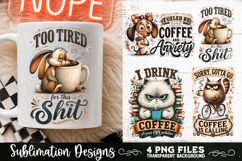 Funny Coffee Animals PNG Sublimation Designs 4 Files Product Image 2
