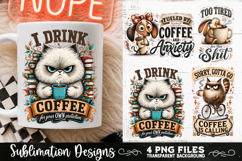 Funny Coffee Animals PNG Sublimation Designs 4 Files Product Image 4