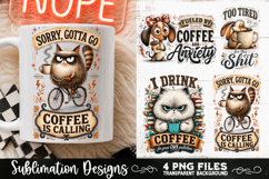 Funny Coffee Animals PNG Sublimation Designs 4 Files Product Image 5