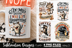 Funny Coffee Animals PNG Sublimation Designs 4 Files Product Image 2