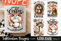 Funny Coffee Animals PNG Sublimation Designs 4 Files Product Image 2