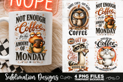 Funny Coffee Animals PNG Sublimation Designs 4 Files Product Image 3