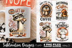 Funny Coffee Animals PNG Sublimation Designs 4 Files Product Image 4
