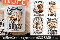 Funny Coffee Animals PNG Sublimation Designs 4 Files Product Image 1