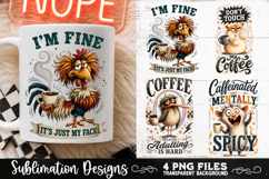 Funny Coffee Animals PNG Sublimation Designs 4 Files Product Image 2
