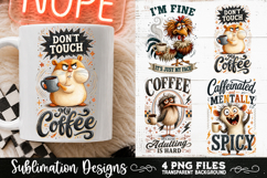 Funny Coffee Animals PNG Sublimation Designs 4 Files Product Image 3