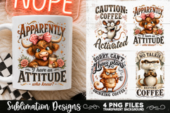 Funny Coffee Animals PNG Sublimation Designs 4 Files Product Image 1