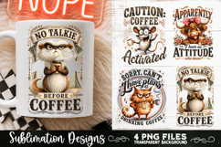 Funny Coffee Animals PNG Sublimation Designs 4 Files Product Image 2