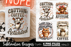 Funny Coffee Animals PNG Sublimation Designs 4 Files Product Image 3