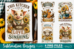 Sunflower Kitchen Towels PNG Sublimation Designs 4 Files Product Image 2