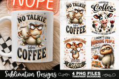 Funny Coffee Animals PNG Sublimation Designs 4 Files Product Image 2