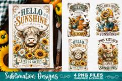 Sunflower Kitchen Towels PNG Sublimation Designs 4 Files Product Image 1