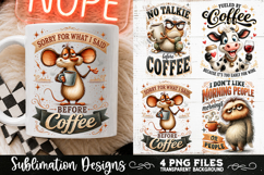 Funny Coffee Animals PNG Sublimation Designs 4 Files Product Image 3
