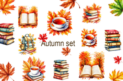 Autumn, Library, book, Clipart PNG, Autumn set, Book, cup, Product Image 1