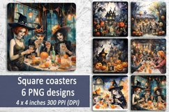 Halloween party Coasters bundle |Square coaster design |PNG Product Image 1