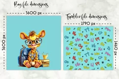School Lunch Bag | Baby Giraffe | Kids Alphabet Tumbler Wrap Product Image 2