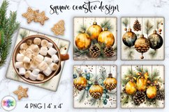 Watercolour Square Coasters | Christmas Ornaments Product Image 1