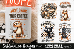 Funny Coffee Animals PNG Sublimation Designs 4 Files Product Image 2