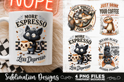 Funny Coffee Animals PNG Sublimation Designs 4 Files Product Image 3