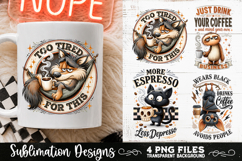 Funny Coffee Animals PNG Sublimation Designs 4 Files Product Image 4