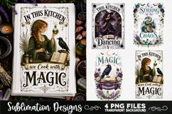 Magic Witchy Kitchen Towels PNG Sublimation Designs 4 Files Product Image 1