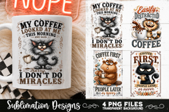 Funny Coffee Animals PNG Sublimation Designs 4 Files Product Image 2
