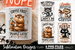Funny Coffee Animals PNG Sublimation Designs 4 Files Product Image 3