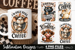 Funny Coffee Animals PNG Sublimation Designs 4 Files Product Image 2