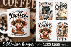 Funny Coffee Animals PNG Sublimation Designs 4 Files Product Image 3