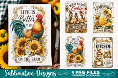 Sunflower Kitchen Towels PNG Sublimation Designs 4 Files Product Image 1