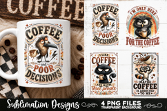 Funny Coffee Animals PNG Sublimation Designs 4 Files Product Image 2