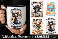 Funny Coffee Animals PNG Sublimation Designs 4 Files Product Image 1
