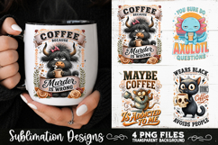 Funny Coffee Animals PNG Sublimation Designs 4 Files Product Image 2