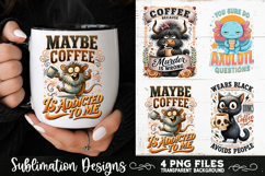 Funny Coffee Animals PNG Sublimation Designs 4 Files Product Image 3