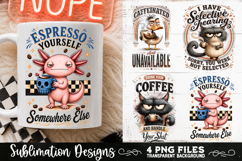 Funny Coffee Animals PNG Sublimation Designs 4 Files Product Image 5