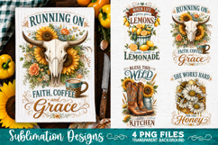 Sunflower Kitchen Towels PNG Sublimation Designs 4 Files Product Image 1