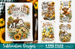 Sunflower Kitchen Towels PNG Sublimation Designs 4 Files Product Image 1