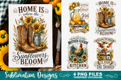 Sunflower Kitchen Towels PNG Sublimation Designs 4 Files Product Image 2