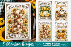 Sunflower Kitchen Towels PNG Sublimation Designs 4 Files Product Image 1