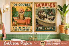 Bathroom funny animals posters, Retro 4 Posters JPG Bathroom Product Image 3