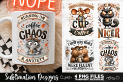 Funny Coffee Animals PNG Sublimation Designs 4 Files Product Image 2