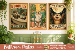 Bathroom funny animals posters, Retro 4 Posters JPG Bathroom Product Image 2